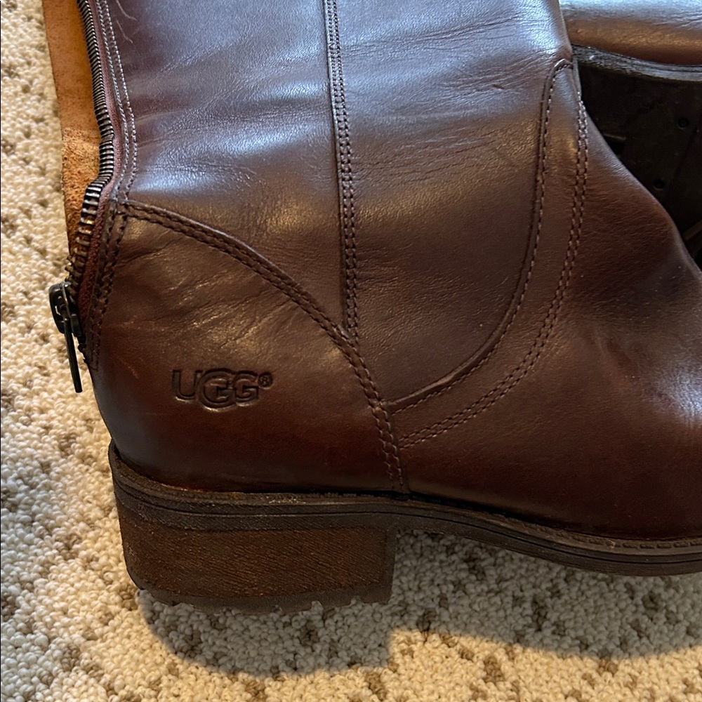 UGG Rich Brown Leather Boots - Picture 2 of 4